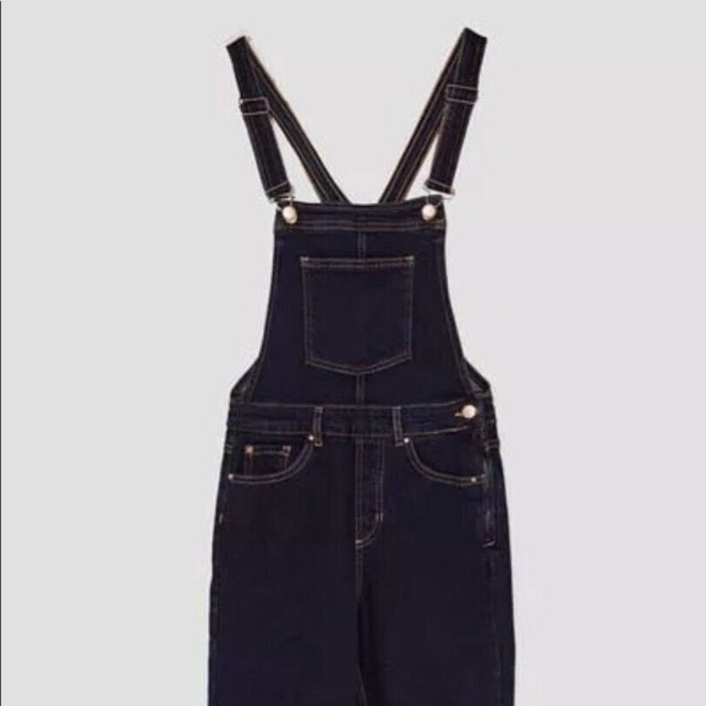 Zara Trafaluc Denim Wear NWT Dark Wash Overalls SZ Small